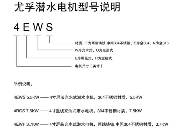 潛水電機(jī)型號說明